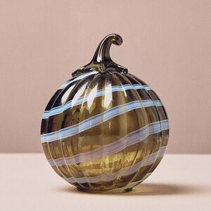 NWT Anthropologie Swirl Glass Pumpkin Olive Small